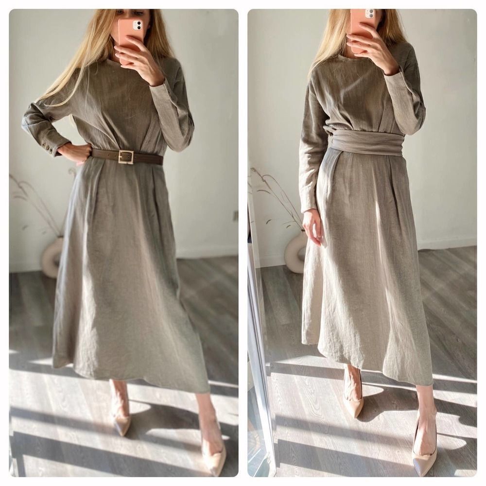 Zara Linen Blend Midi Dress New - Picture 2 of 6